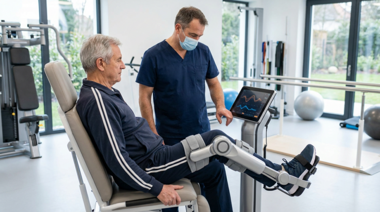 Hareketin Kilidini Açmak: Robotik Rehabilitasyon ile Eklem Hareket Açıklığı Nasıl Artar? konulu, profesyonel, yüksek kaliteli fotoğraf