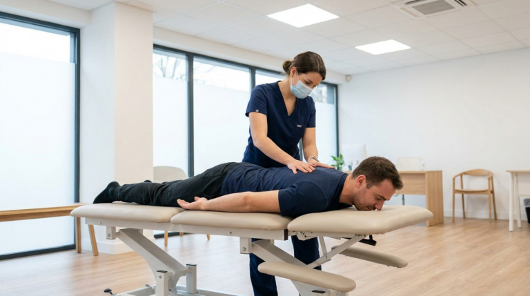 Omurganın Kilitlerini Açmak: Spinal Manipülasyon Nedir ve Gerçekten Güvenli midir? konulu, profesyonel, yüksek kaliteli fotoğraf