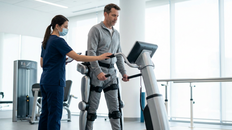 Sessiz Karanlıktan Harekete: Travmatik Beyin Hasarında Robotik Rehabilitasyonun Rolü konulu, profesyonel, yüksek kaliteli fotoğraf